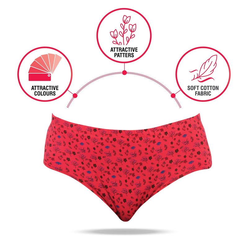 Passion IE Soft Cotton Full Coverage Panty for Women - Assorted Colours AS03