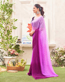 Ready To Wear Pink Chiffon Ombre Zari Stripe Saree 