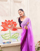 Ready To Wear Pink Chiffon Ombre Zari Stripe Saree 