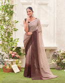 Ready To Wear Mauve Chiffon Ombre Zari Stripe Saree 