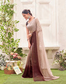 Ready To Wear Mauve Chiffon Ombre Zari Stripe Saree 