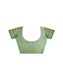 Ready To Wear Dark Pista Green Linen Ombre Lace Saree With Pocket