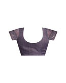 Ready To Wear Dusty Purple Linen Ombre Lace Saree With Pocket