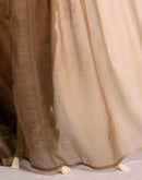 Ready To Wear Brown Linen Ombre Lace Saree With Pocket