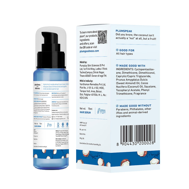 Coconut & Squalane Hair Serum for Soft, Shiny Hair**