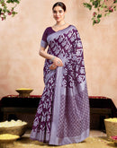Purple Silk Woven Saree