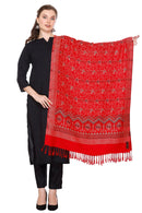KRITI Geometric Design Woollen Red Color Stole For Girl