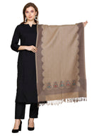 KRITI Paisley Designer Woollen Beige Colour Stole For Girl