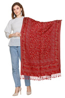KRITI Allover Floral Woollen Maroon Stole For Girl