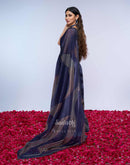 Mouni Roy Midnight Blue Gold Swarovski Saree