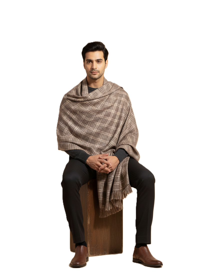 KRITI Woolen Check Design Lohi Cream Color For Male