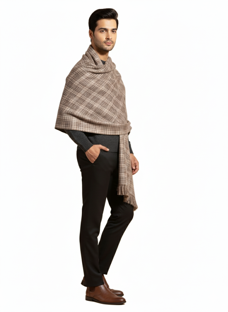 KRITI Woolen Check Design Lohi Cream Color For Male