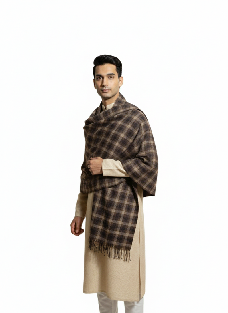 KRITI Woolen Check Design Lohi Brown Color For Male