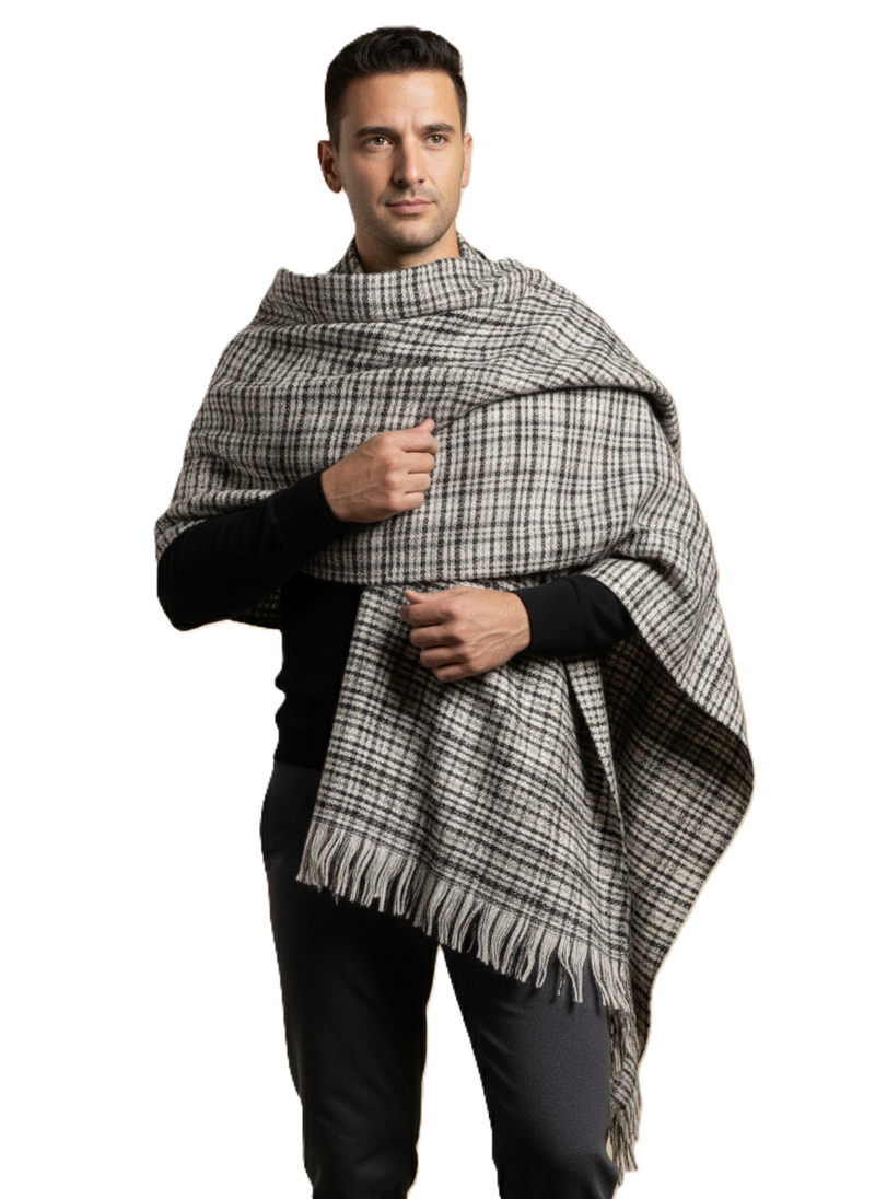 KRITI Woolen Check Pattern Lohi Black and White Color For Male