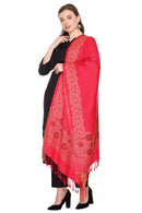 KRITI Floral Border Woollen Carrot Color Stole For Girl