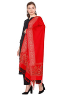 KRITI Traditional Paisley Border Woollen Red Color Stole