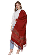 KRITI Desginer Border Woollen Maroon Color Stole For Girl