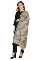 KRITI  Floral Pattern Woollen  Beige Color Stole For Girl