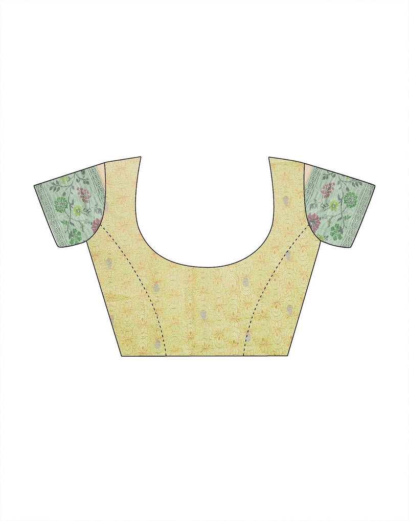 Yellow Woven Banarasi Organza Saree