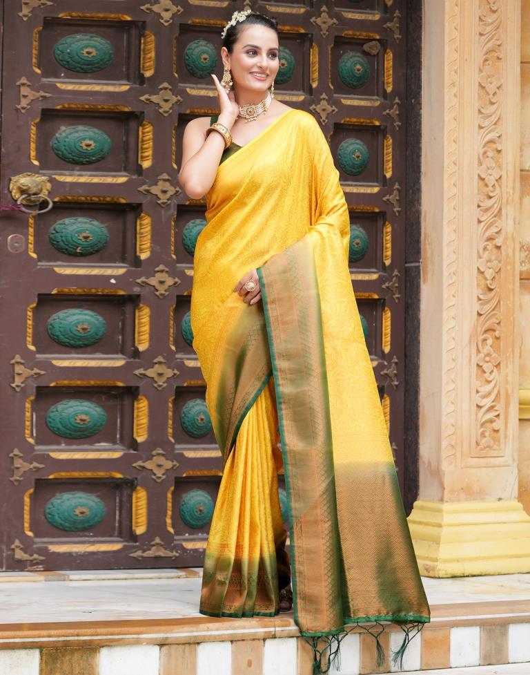 Yellow Silk Weaving Kanjivaram Saree