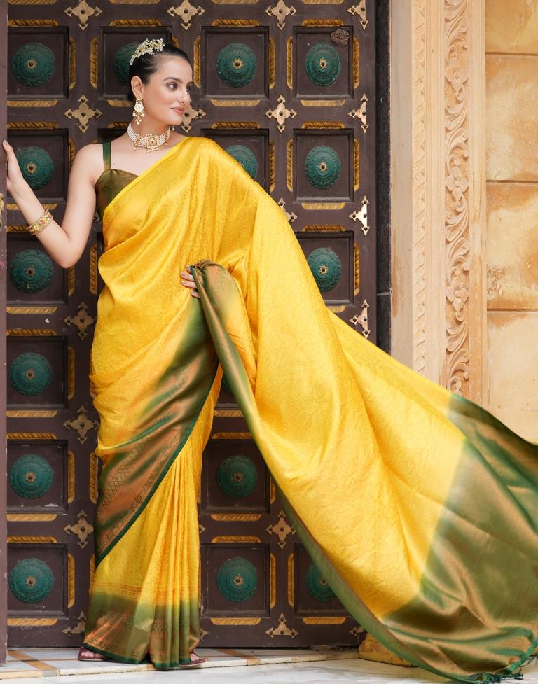 Yellow Silk Weaving Kanjivaram Saree