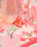 Ready To Wear Pink Linen Floral Printed Saree
