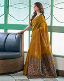 Yellow Silk Woven Saree