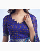 Dark Blue Chiffon Printed Bandhani Saree