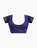 Dark Blue Chiffon Printed Bandhani Saree