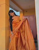 Yellow Banarasi Silk Woven Saree
