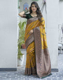 Yellow Banarasi Silk Woven Saree