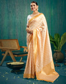 Cream Woven Kanjivaram Silk Saree