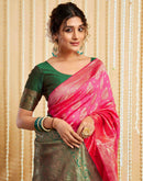 Bright Pink Silk Woven Banarasi Saree
