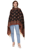 KRITI Kashmiri Design Woollen Black Color Stole For Girl