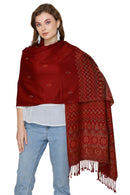 KRITI Jacquard Design  Woollen Maroon Color Stole For Girl