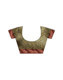 Olive Green Printed Cotton Blend Saree