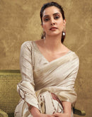 Beige Printed Silk Saree