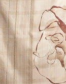 Beige Printed Silk Saree