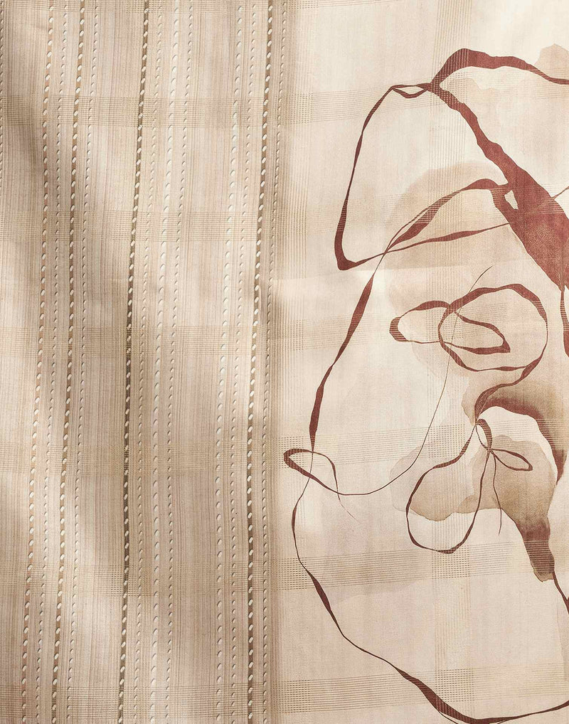 Beige Printed Silk Saree