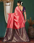 Rani Pink Silk Woven Banarasi Saree