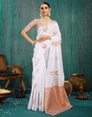 White Silk Woven Kanjivaram Saree