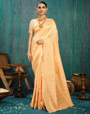 Beige Silk Blend Woven Saree