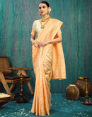 Beige Silk Blend Woven Saree