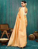 Beige Silk Blend Woven Saree