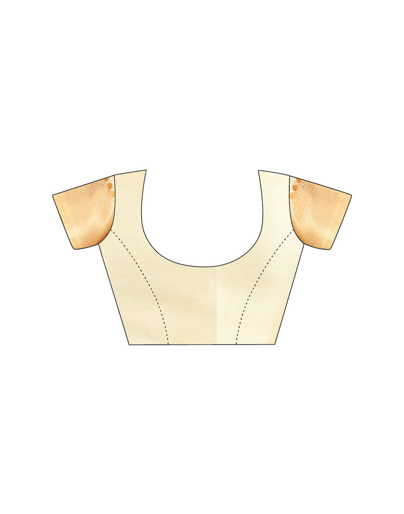 Beige Silk Blend Woven Saree