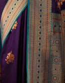 Wine Silk Woven Banarasi Saree