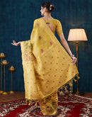 Yellow Chanderi Woven Saree
