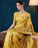 Yellow Chanderi Woven Saree