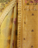 Yellow Chanderi Woven Saree
