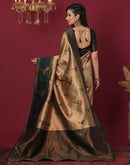 Beige Silk Blend Woven Saree